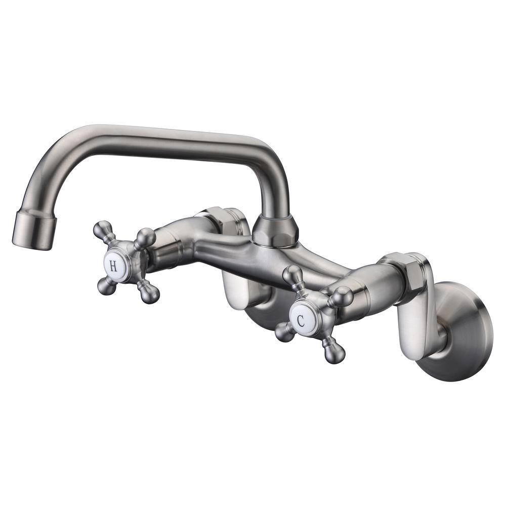Double Handles Wall Mount Standard Kitchen Faucet in Brushed Nickel price history on PriceWatchPro