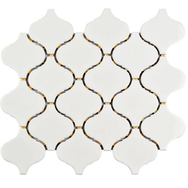 Merola Tile Marra Lantern Glossy White 9-1/2 in. x 10-3/4 in. x 6 mm Porcelain Mosaic Tile (7.27 sq. ft. / case)