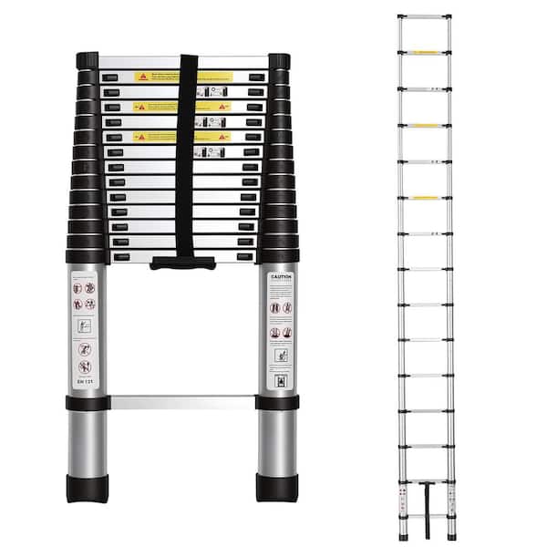 14.5 ft. Aluminum Telescoping Extension Ladder with 300 lbs. Load Capacity Type IA Duty Rating for Home, Outdoor