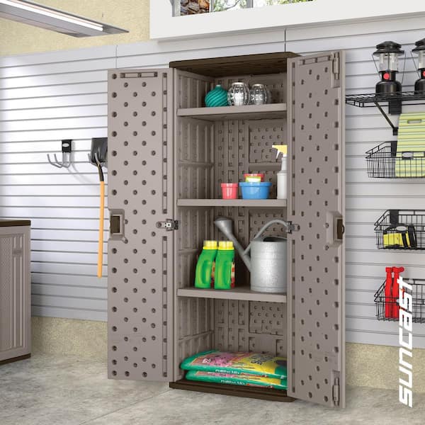 Suncast Plastic Freestanding Garage Cabinet in Platinum (40 in. W