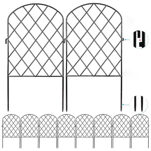 24 Pack Black Rustproof Metal Mesh Garden Fence 24 in. High Animal Barrier, Folding Patio Fence for Flower Bed Decor