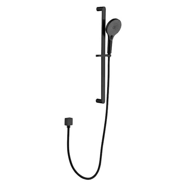 1-Spray Round High Pressure Handheld Shower with 27.5 in. Wall Bar in Matte Black