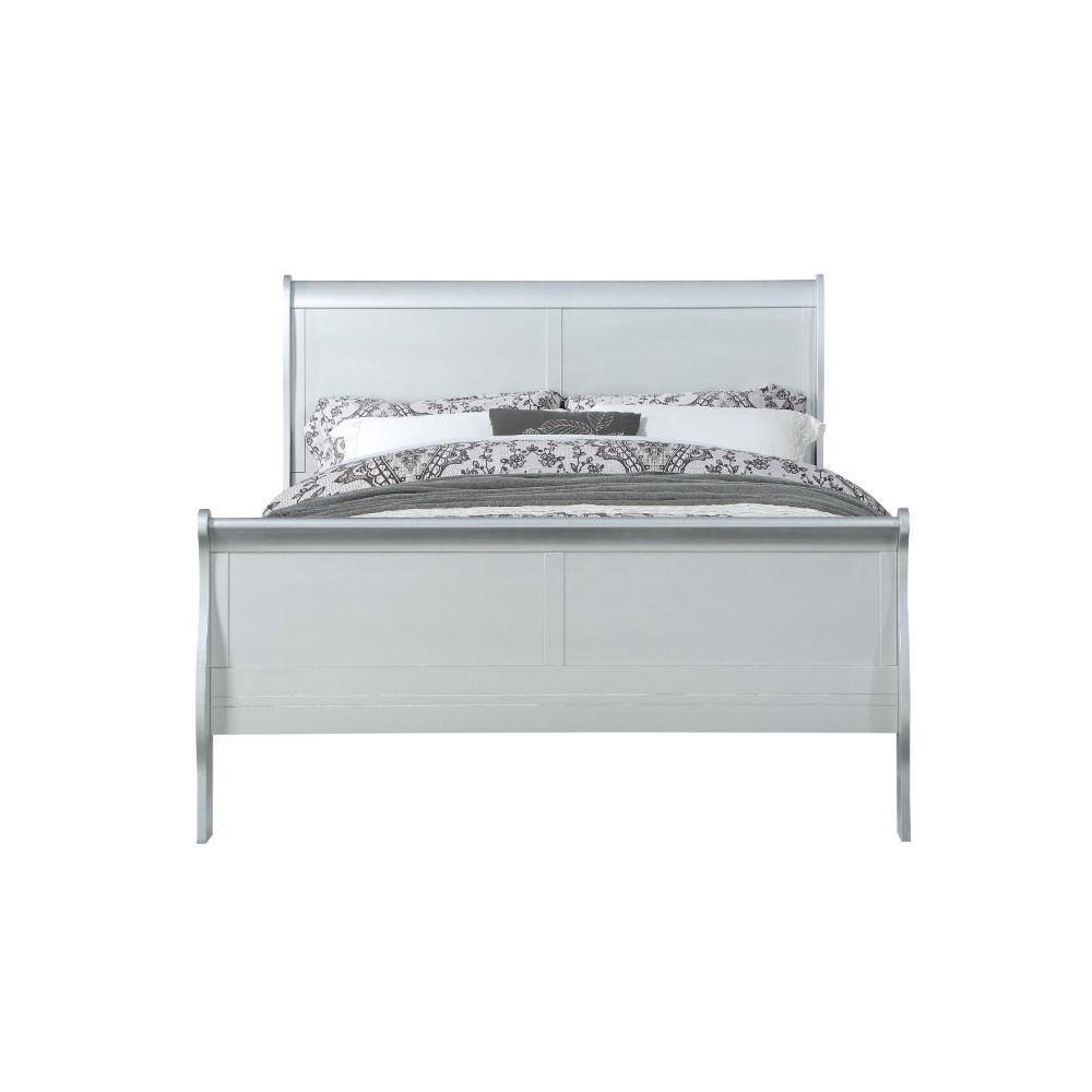 Elegant Natural Wood Queen Platform Bed with Sleigh Headboard