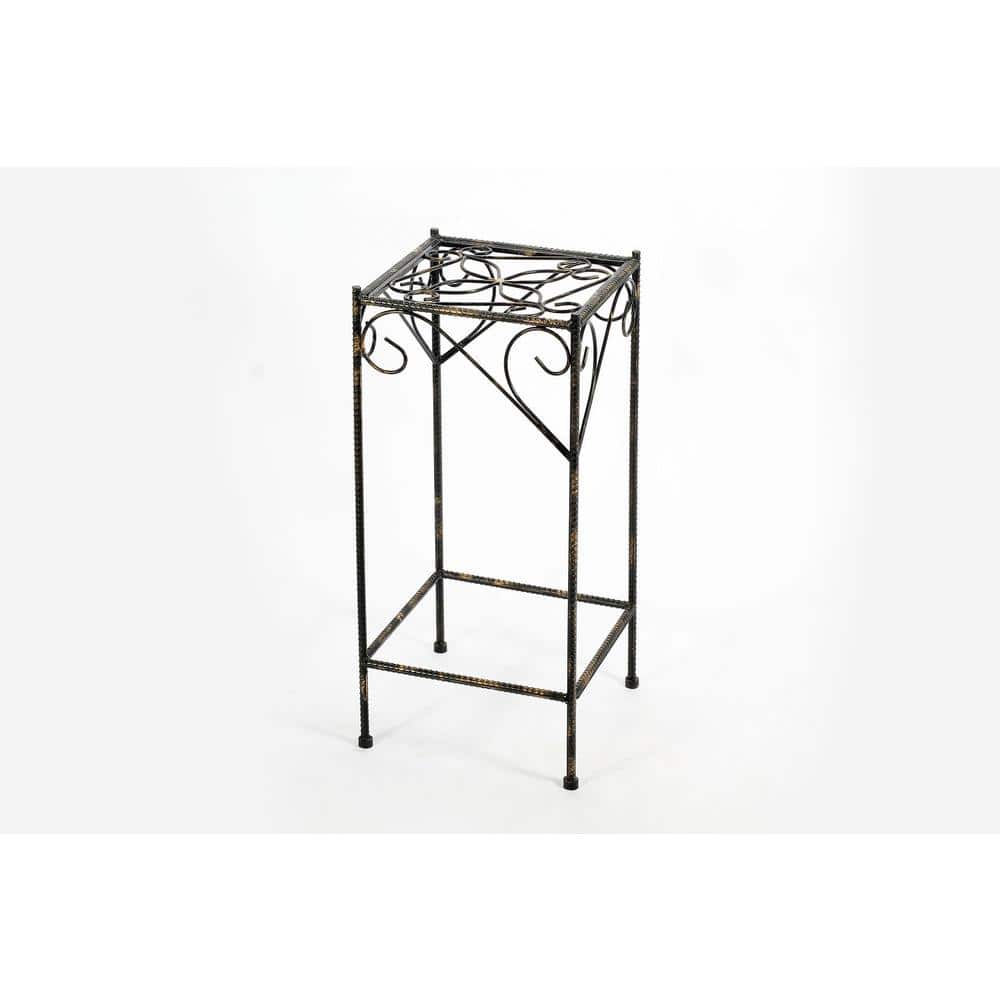 Large Black and Gold Cast Metal Celtic Clover Plant Stand
