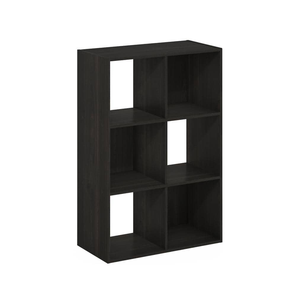 Furinno 35.86 in. Tall Espresso Wood 6-Shelf Cube Bookcase with Open shelves