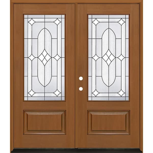 Regency 72 in. x 80 in. 3/4L Axis Glass RHIS AutumnWheat Stain Fiberglass Double Prehung Front Door with 4-9/16 Jamb