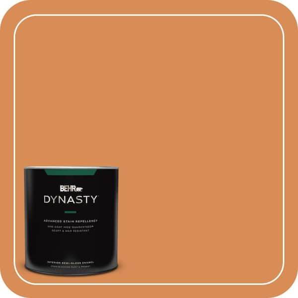 BEHR DYNASTY 1 qt. #PMD-80 Spiced Pumpkin Semi-Gloss Enamel Interior Stain-Blocking Paint and Primer