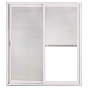 71.5 in. x 79.5 in. 580 Series White Vinyl Right-Hand Sliding Patio Door with Blinds and LowE Glass