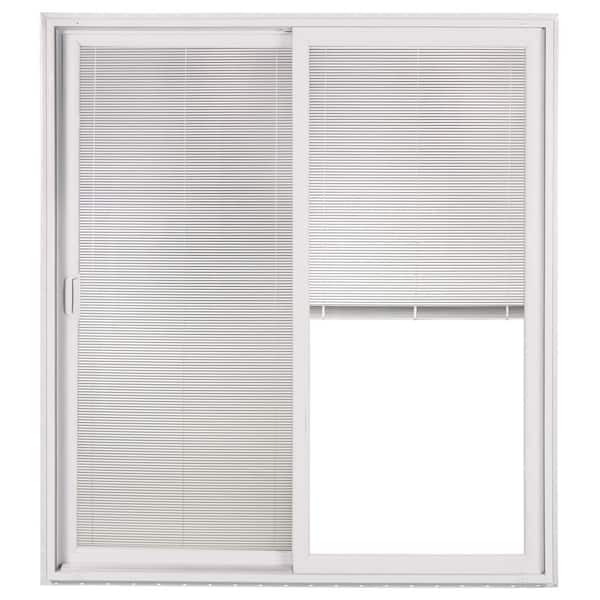 Ply Gem 71.5 in. x 79.5 in. 580 Series White Vinyl Right-Hand Sliding Patio Door with Blinds and LowE Glass
