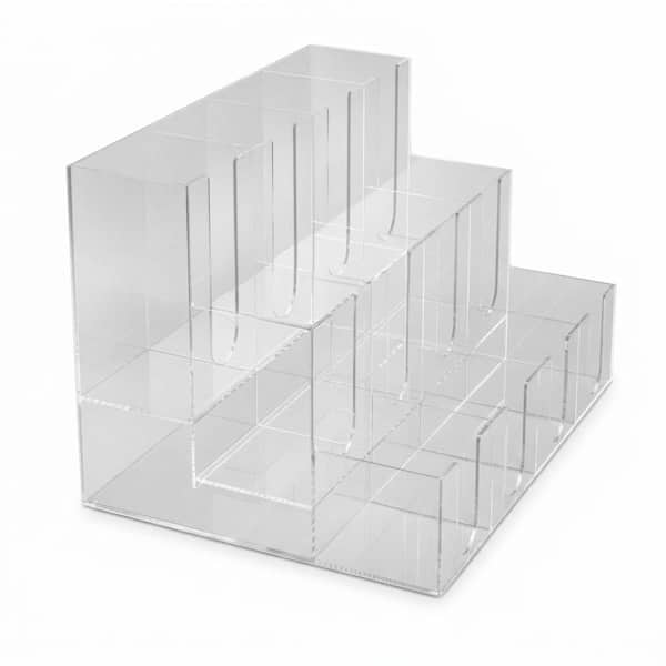 Large Clear Acrylic Coffee Cup and Lid Dispenser Organizer with 12 Compartments for Coffee Station Bar