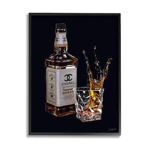 Splashing Liqueur Glam Whiskey Bottle Design by Ziwei Li Framed Food Art Print 14 in. x 11 in.