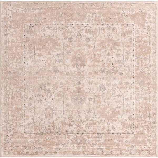 Unique Loom Portland Central Ivory 8 ft. x 8 ft. Square Area Rug