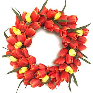 20 in. Multi-Color Unlit Tulip Artificial Harvest Wreath