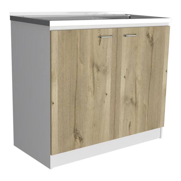 Adrinfly Freestanding Utility Laundry Sink & Cabinet in Beige