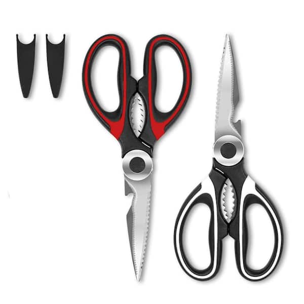 Stainless Steel Kitchen Shears for Food, Fish, Meat, Bones, Poultry and Vegetables, Cooking (2-Pack)