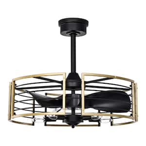 Veit 24 in. 5-Light Indoor Matte Black and Gold Ceiling Fan with Light Kit and Remote Control