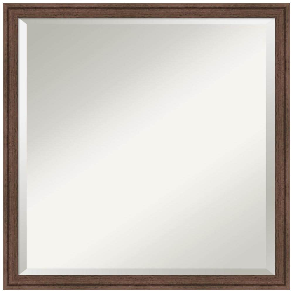 Florence Medium Brown 21.75 in. x 21.75 in. Beveled Casual Square Framed Bathroom Wall Mirror in Brown -  Amanti Art, A38868100352