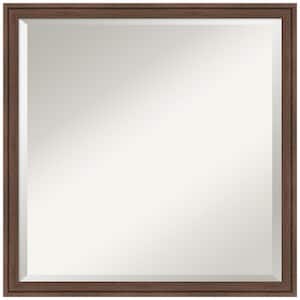 Florence Medium Brown 21.75 in. x 21.75 in. Beveled Casual Square Framed Bathroom Wall Mirror in Brown