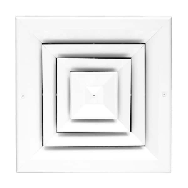 8 in. x 8 in. 4-Way Aluminum Ceiling Diffuser with Fixed Central Panel in White