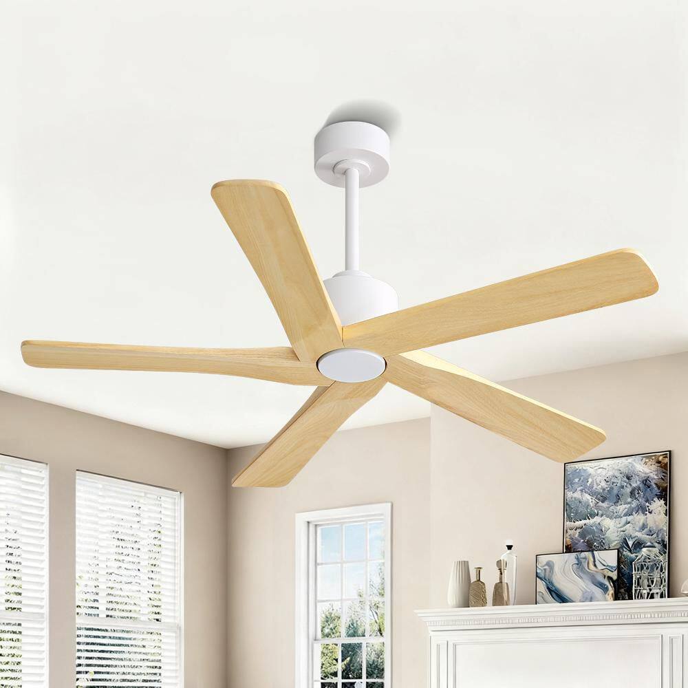 48 in. (4 ft. ) 5-Blades Indoor White and Wood Color Solid Blades Ceiling Fan without Light DC Motor price history on PriceWatchPro