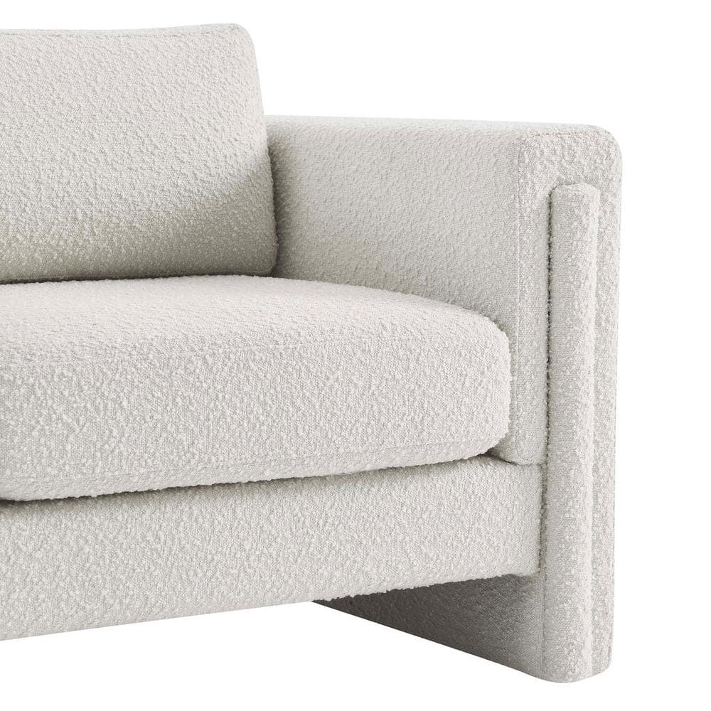 Ivory Boucle Fabric Modern Accent Chair with Manufactured Wood Frame