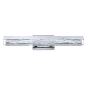 ICE AGE 24 in. 1 Light Chrome, Clear LED Vanity Light Bar with Clear Acrylic Shade