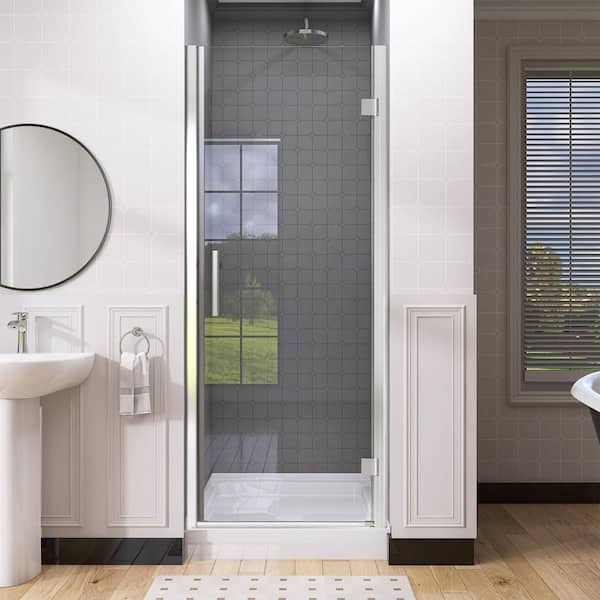 NTQ 30-31.5 in. W x 72 in. H Frameless Pivot Swing Shower Door in Chrome with 1/4 in. Clear Glass Right Hinged with Handle