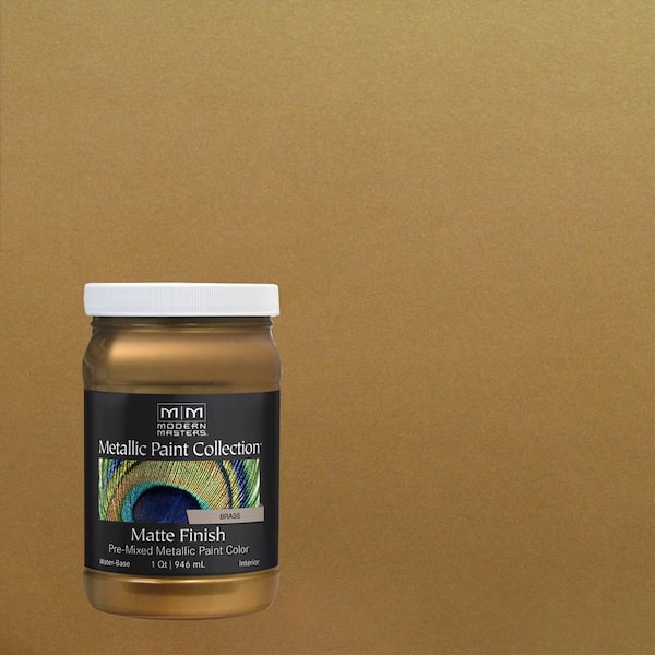 Modern Masters 1 Qt Brass Water Based Matte Metallic Interior Paint Mm28932 The Home Depot - Brass Color Wall Paint