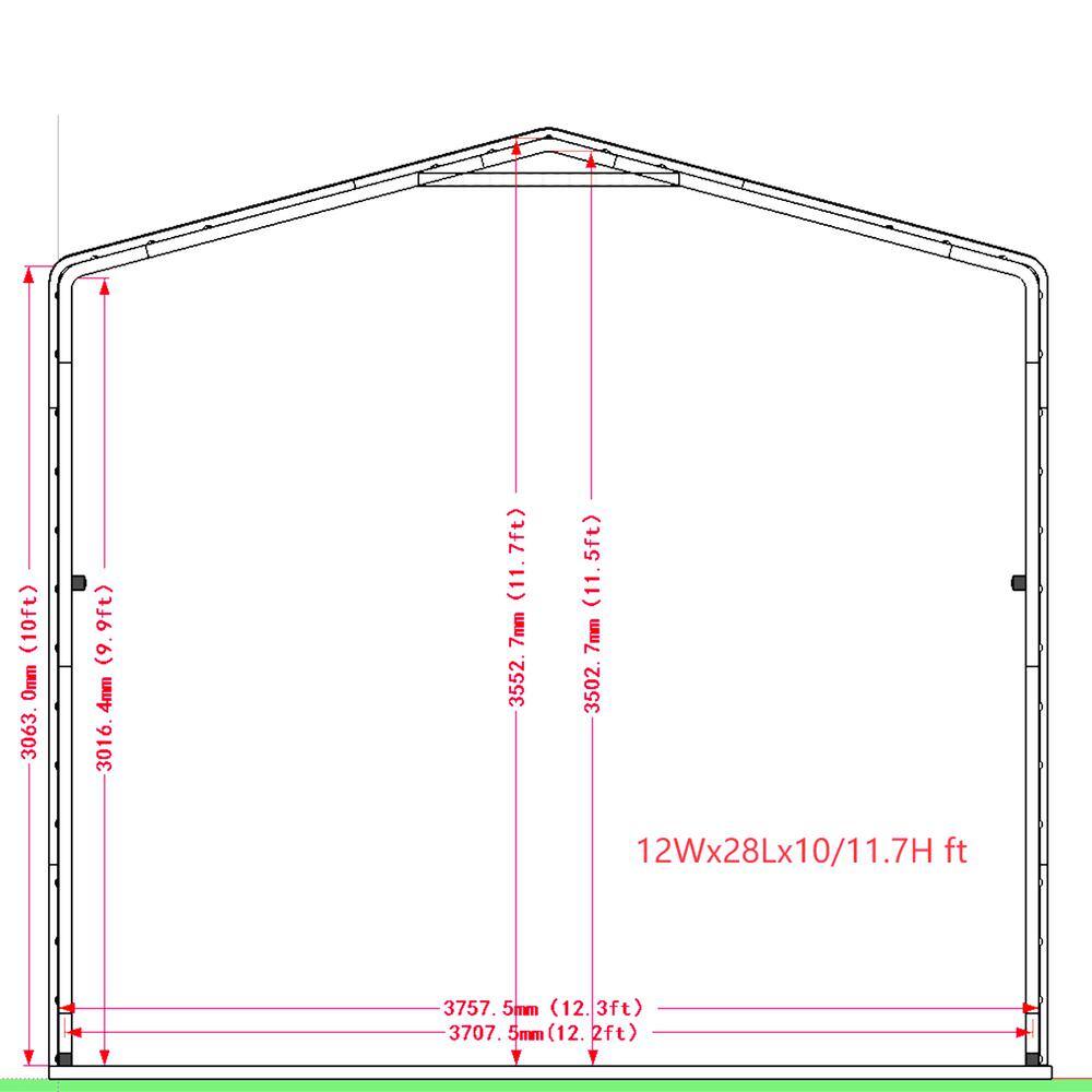 Gray 12 ft x 28 ft Metal Carport with Corrugated Roof and Sidewalls