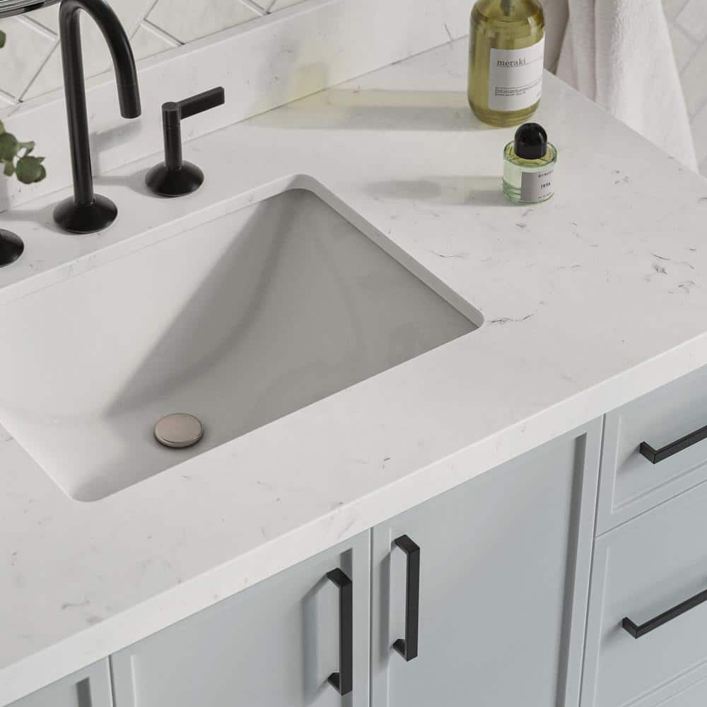 Kelly 42" Gray Wood Single Sink Vanity with Carrara Quartz Top