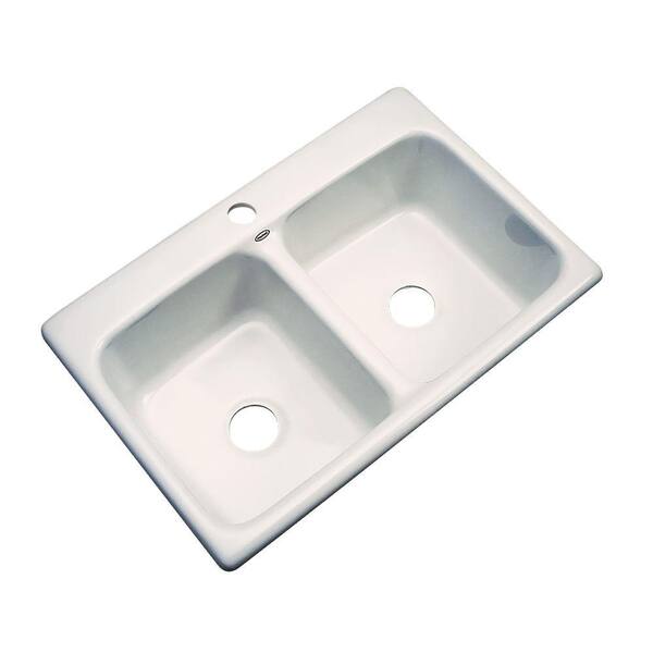 Thermocast Newport Drop-in Acrylic 33x22x9 in. 1-Hole Double Bowl Kitchen Sink in Almond