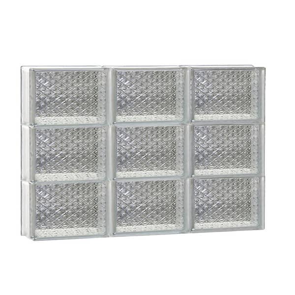 Clearly Secure 23.25 in. x 17.25 in. x 3.125 in. Frameless Diamond Pattern Non-Vented Glass Block Window