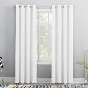 Sutton Modern 54 in. W x 63 in. L Glam Light Filtering Grommet Curtain Panel in White