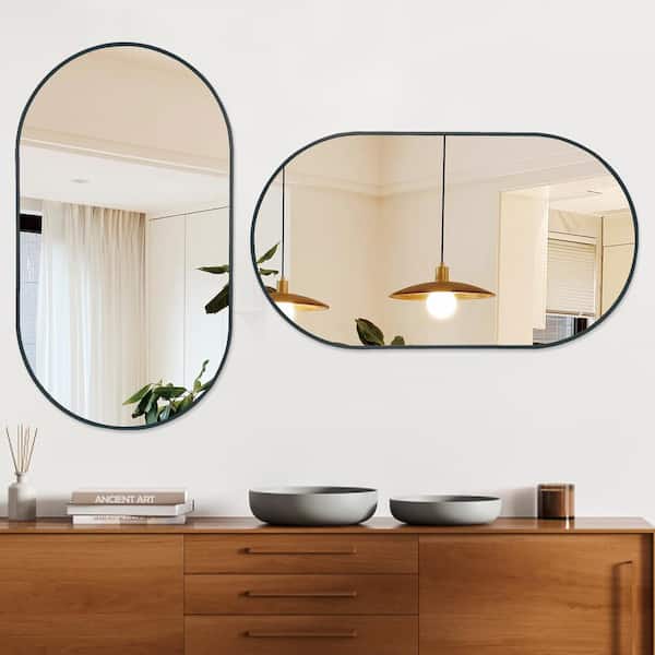 Oval Black Mirror for Bathroom, 20 in.x 28 in. Wall Mirrors with