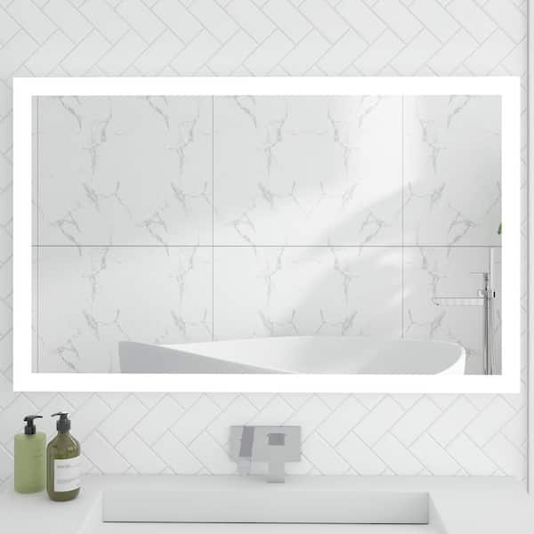 Smart Sabrina 48 in. W x 30 in. H Rectangular Frameless Voice Control LED Wall Mount Bathroom Vanity Mirror in Clear