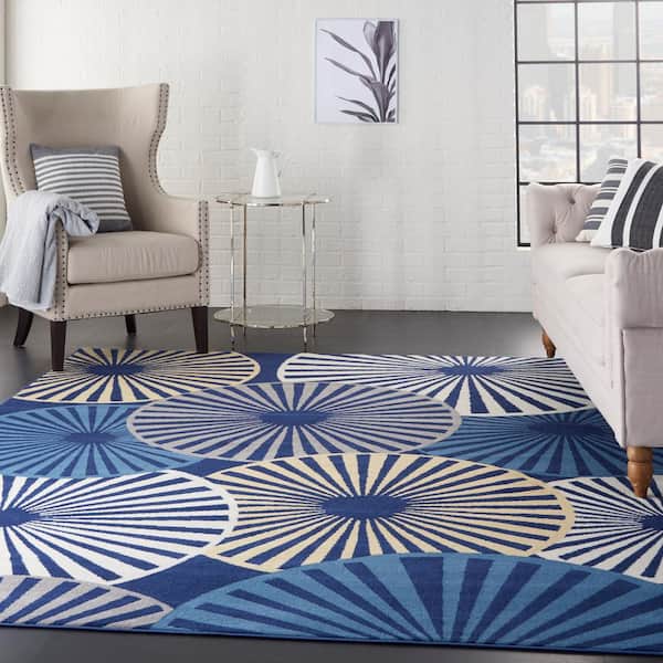 Grafix Navy 8 ft. x 10 ft. Geometric Contemporary Area Rug