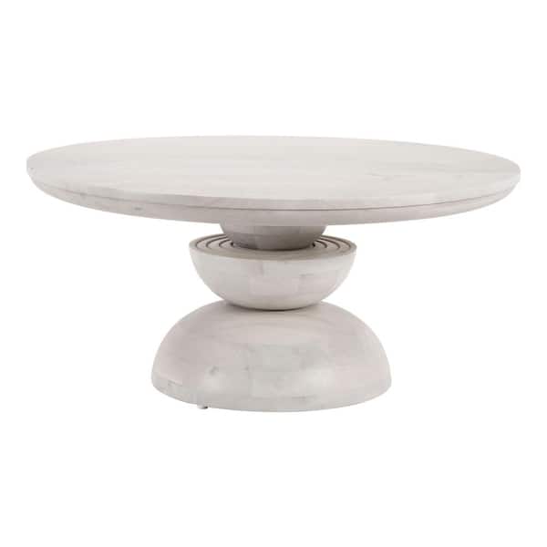 ZUO Bilanka Collection 35.0 in. White Round Mango Wood Coffee Table