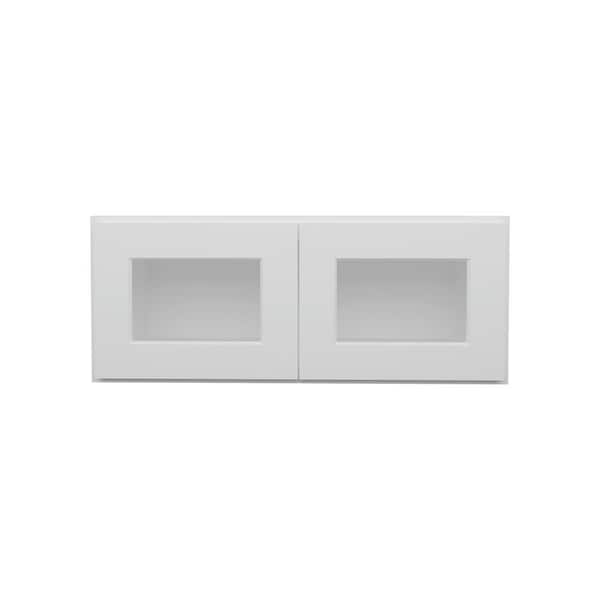 HOMLUX 30 in. W x 12 in. D x 12 in. H in Shaker White Ready to Assemble Wall Kitchen Cabinet with No Glasses