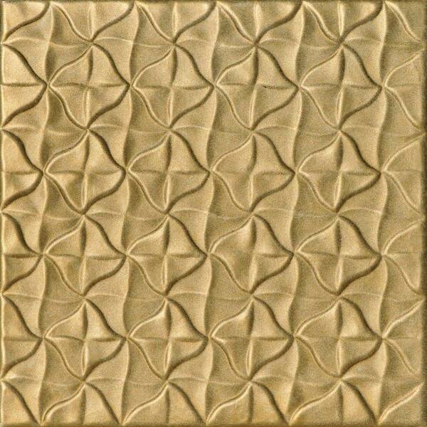 A La Maison Ceilings Granny's Pinwheel Light Brass 1.6 ft. x 1.6 ft. Decorative Foam Glue Up Ceiling Tile (21.6 sq. ft./case)