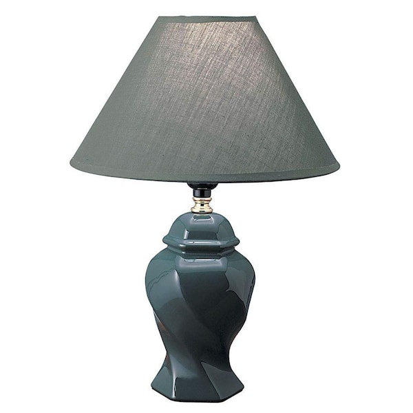 ORE International 13 in. Ceramic Green Table Lamp