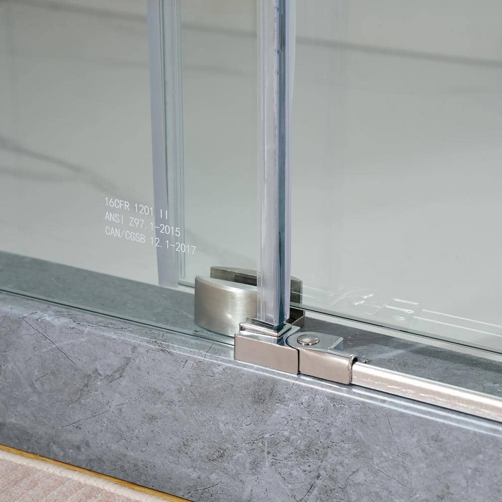 76 in. x 60 in. Frameless Sliding Shower Door with Clear Tempered Glass