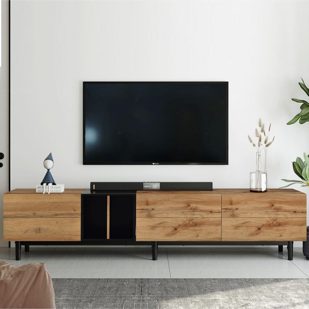 Reviews for Harper & Bright Designs Modern Natural Wood TV Stand Fits