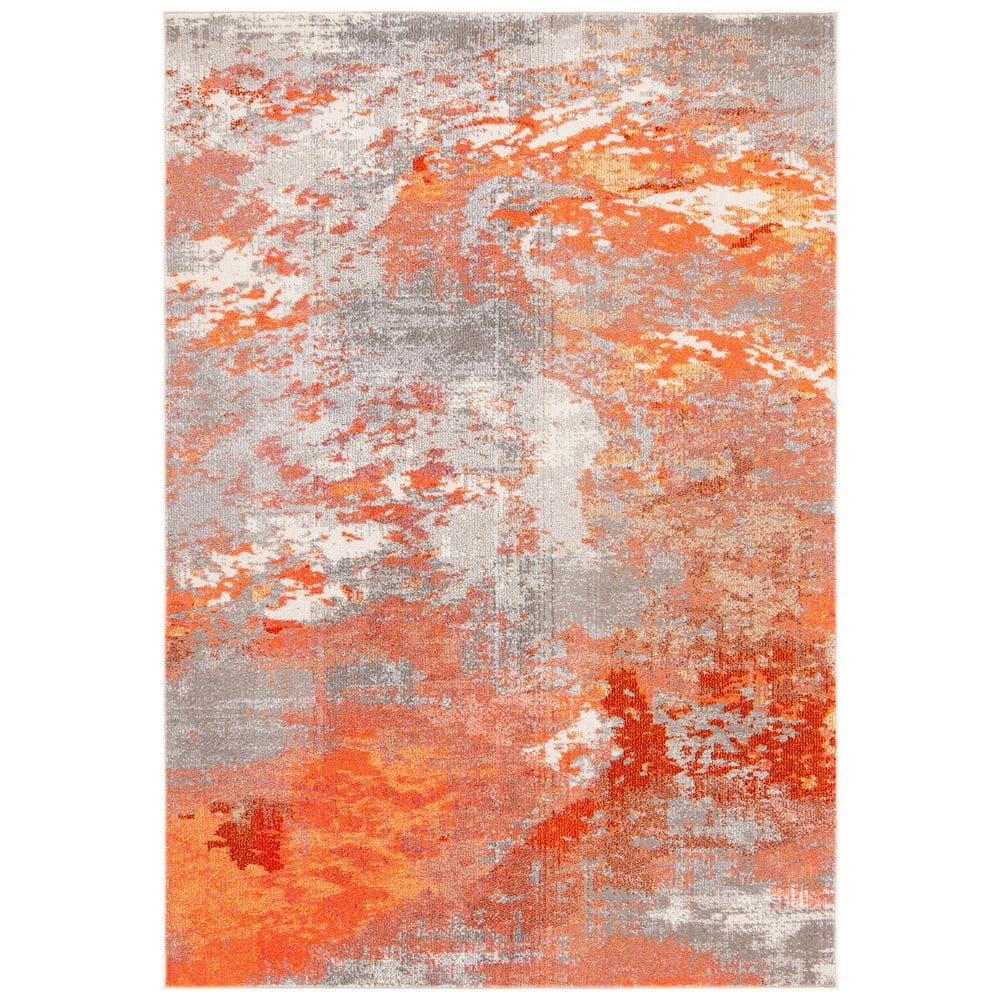 SAFAVIEH Madison Gray/Orange Abstract Gradient Doormat 2 ft. x 4 ft ...