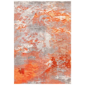 Madison Gray/Orange Abstract Gradient Doormat 2 ft. x 4 ft. Area Rug