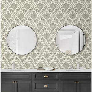 Tulip Time Pewter Damask Vinyl Peel and Stick Wallpaper Roll (Covers 30.75 sq. ft.)