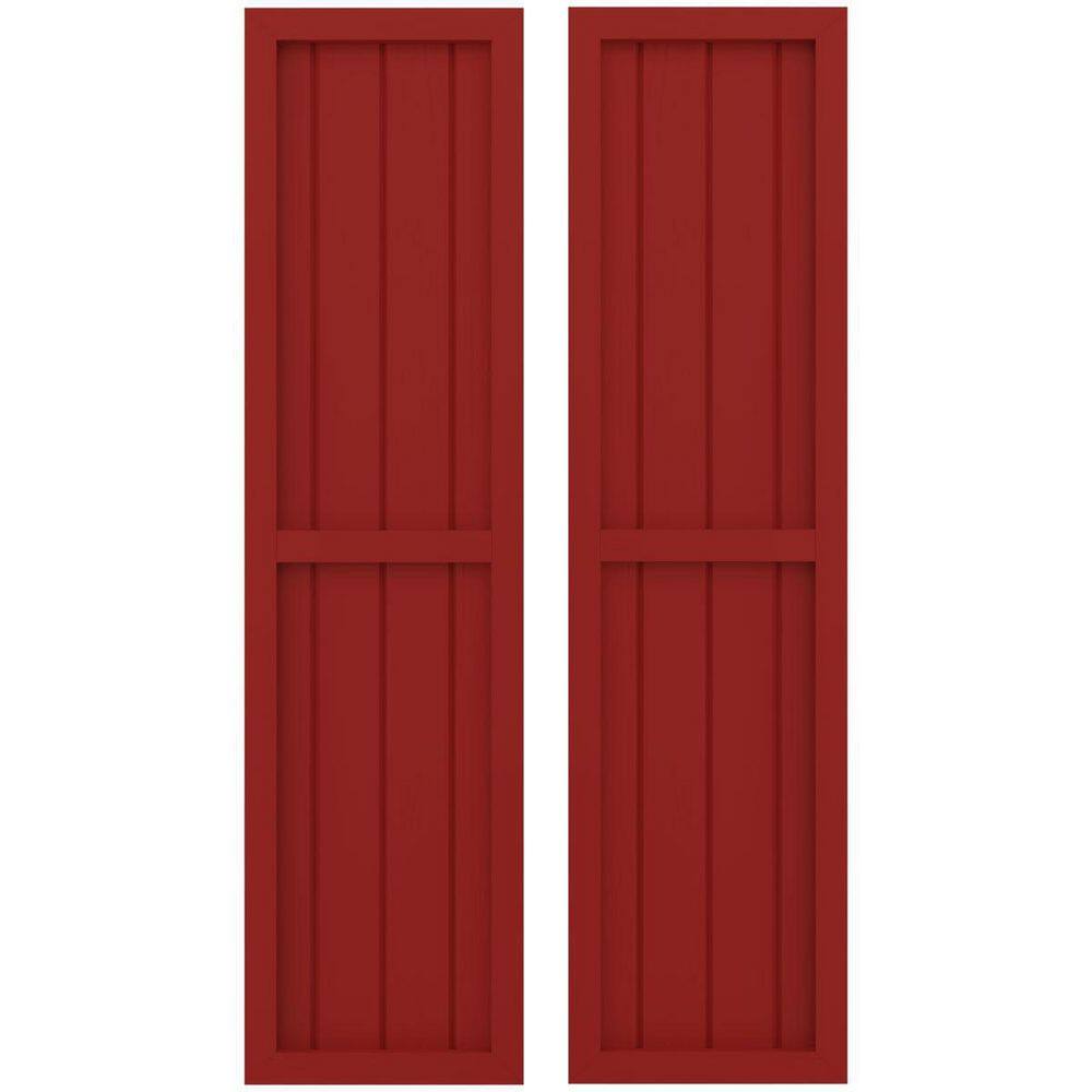 14 in. W x 50 in. H Americraft 4-Board Exterior Real Wood 2 Equal Panel Framed Board and Batten Shutters in Fire Red price history on PriceWatchPro