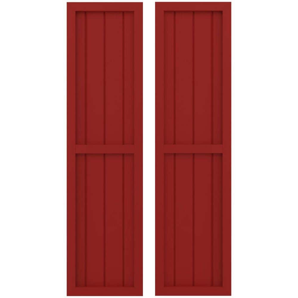 14 in. W x 57 in. H Americraft 4 Board Exterior Real Wood Two Equal Panel Framed Board and Batten Shutters Fire Red price history on PriceWatchPro