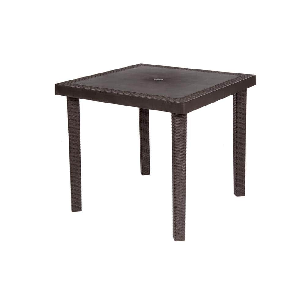 Espresso Polypropylene 4-Person Patio Dining Set with Rattan Look