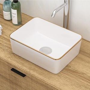 5 in . Ceramic Rectangular Vessel Bathroom Sink in White