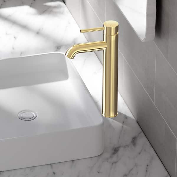 Swiss Madison Ivy Single-Handle High-Arc Single-Hole Bathroom Faucet in Brushed Gold